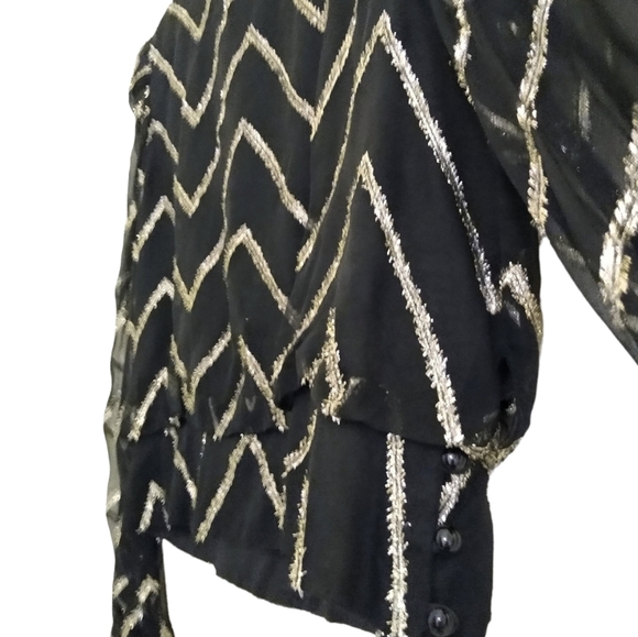 Vtg Metallic Dress Blouse - Picture 6 of 10